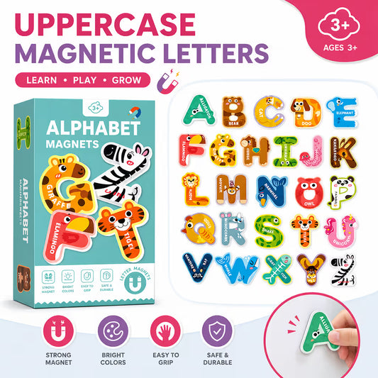 TinyPal™ Bright Animal Alphabet Magnets For Magnetic Surfaces