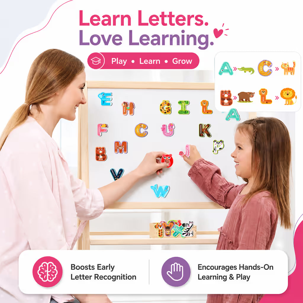 TinyPal™ Bright Animal Alphabet Magnets For Magnetic Surfaces