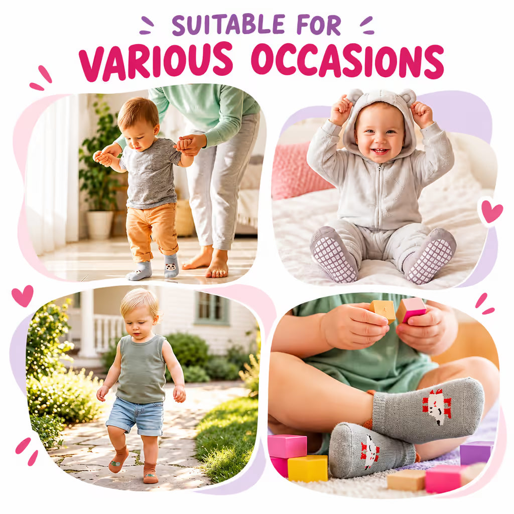 Anti Slip Baby Socks for 1-3 Years (6 Pairs)