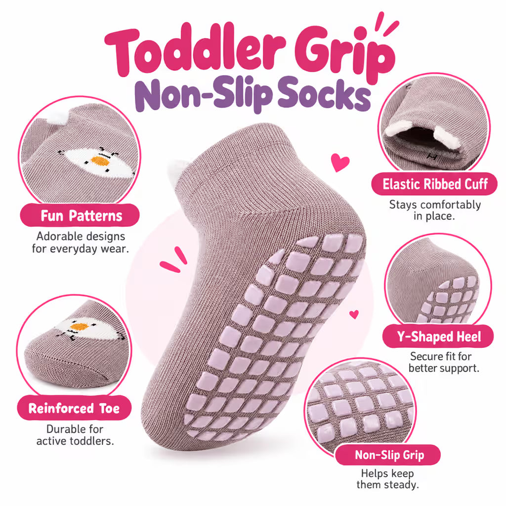Anti Slip Baby Socks for 1-3 Years (6 Pairs)